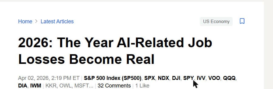 Seeking Alpha: 2026: The Year AI-Related Job Losses Become Real